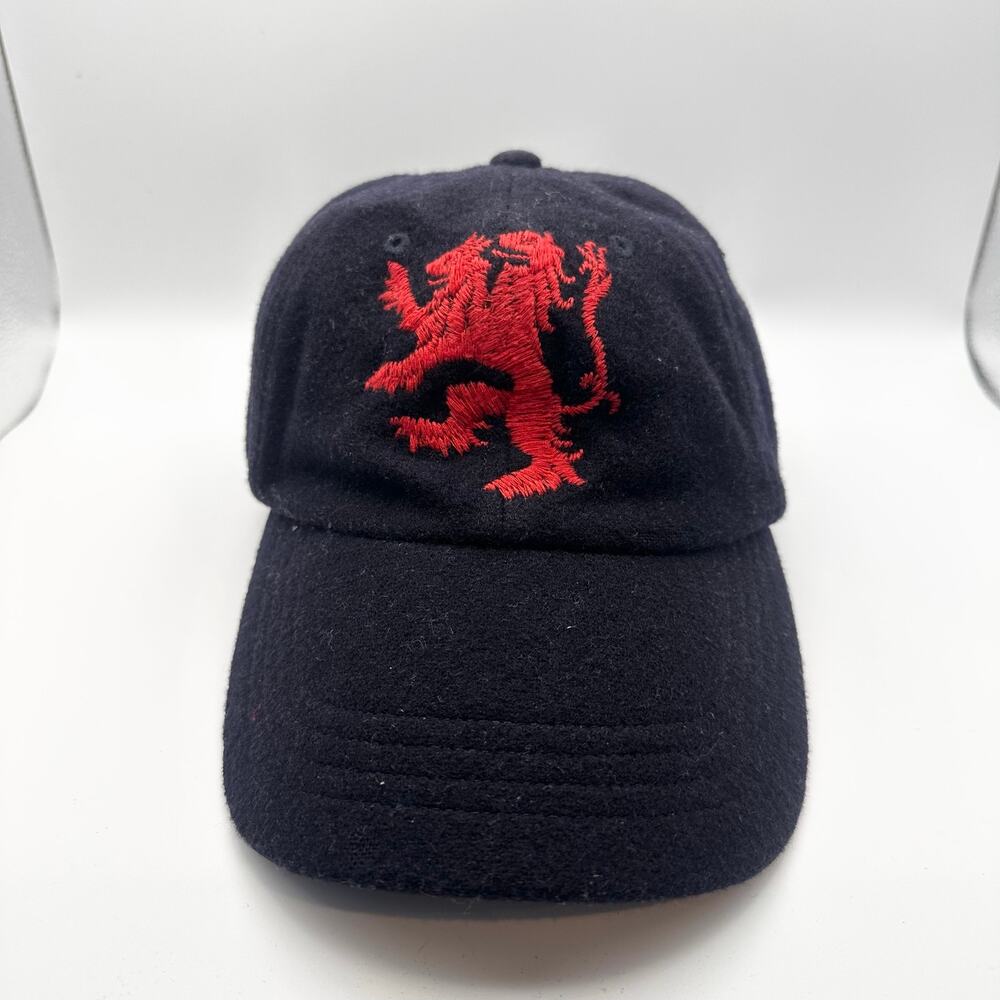 Polo Ralph Lauren Vintage 90s Wool Navy Blue Large Red Kent Lion Baseball Cap OS